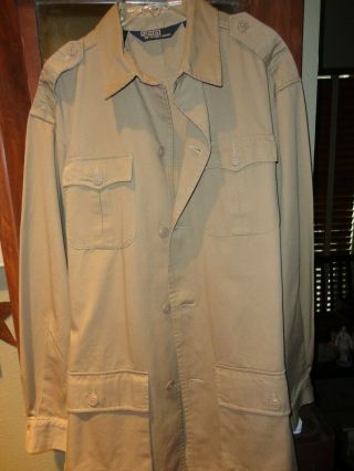 Polo Ralph Lauren Vintage Safari Khaki Jacket Shirt Old Stock 1997 Xl Belt
