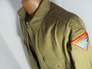Ww2 Us Army Shirt And Pants Set With Rare Minnesota Ng Patch Sz16 - 35,  W33l35