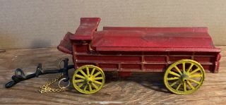 Vintage Antique Hubley Arcade Kenton Cast Iron Horse Wagon Rare Red 3