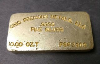 Vintage Ohio Precious Metals Opm 10oz 9995 Silver Bar.