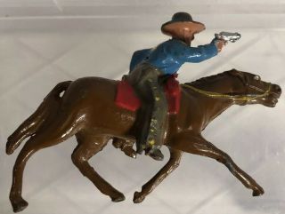 Vintage Lead Figure Cowboy On Horse Shooting A Pistol - Made In England