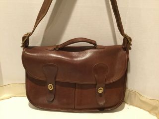 Vtg 70’s Coach Large Brown Leather Musette Laptop Bag - Made In Nyc