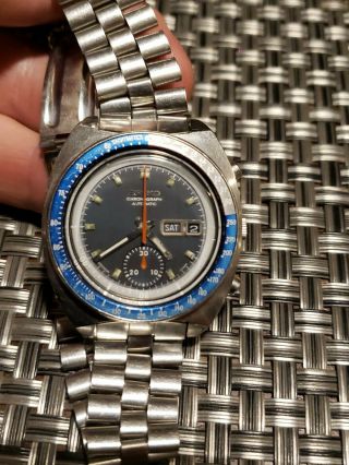 Vintage Seiko 6139 - 6002 Pogue Pepsi Automatic Chronograph Watch 1973