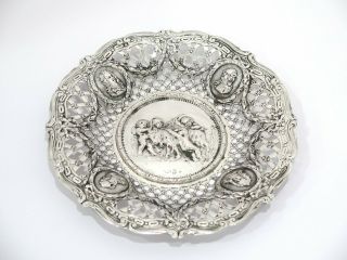 7 7/8 " European Silver Antique German Cherubs With Goat Medallion Serving Plate
