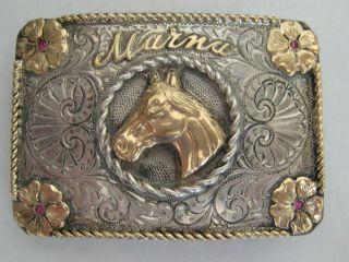 Early Mccabe? Or Srour? Trophy Buckle Sterling Silver And 10k Gold
