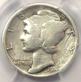 1916 - D Mercury Dime 10c Coin - Certified Pcgs Vg Details - Rare Key Date Coin