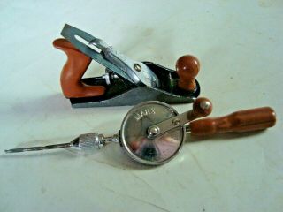 Vintage Marx Toy Tools Wood Planer And Hand Drill