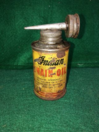 Vintage Rare Indian Motorcycle Chain Oil Oiler - Oil Can Paper Label