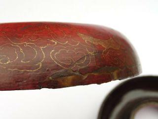 19th C.  Antique Edo - Meiji Period Japanese Red & Gold Lacquer Round Box 6