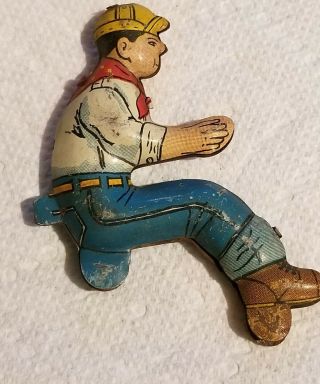 Vintage Marx Tin Toy Litho Farmer,  Man Tractor,  Wagon Driver