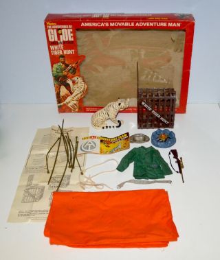 Rare Vintage 1970s Hasbro Gi Joe White Tiger Hunt Set