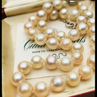 Vintage,  Ciro Saltwater,  Cultured Pearl 9mm Necklace On Platinum Clasp 15.  5 "