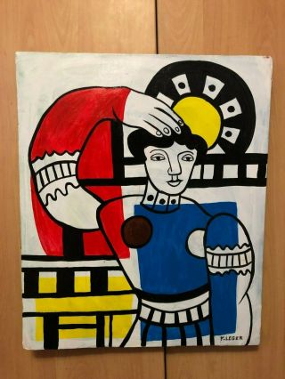 Fernand Leger Oil Painting On Canvas Signed Rare 20  X 23.  5