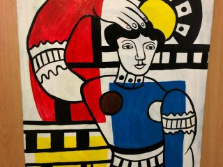 FERNAND LEGER OIL PAINTING ON CANVAS SIGNED RARE 20  X 23.  5 3