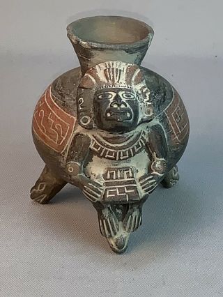 Pre Columbian Mayan Aztec Mexico Peru Pottery Tripod Vessel