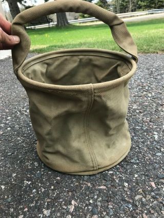 ANCHOR vtg 1943 WWII US ARMY military CANVAS water BUCKET bag COLLAPSIBLE tanker 2