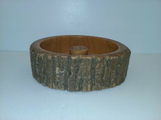Vintage Ellwood Rusticware Wooden Tree Bark Nut Bowl