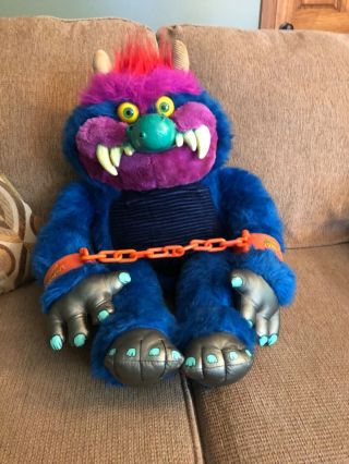 Vintage 1986 Amtoy My Pet Monster Plush Animal Doll Handcuffs