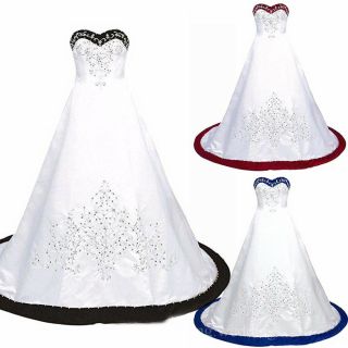 Black And White Wedding Dresses Vintage Sweetheart Embroidery Satin Bridal Gowns