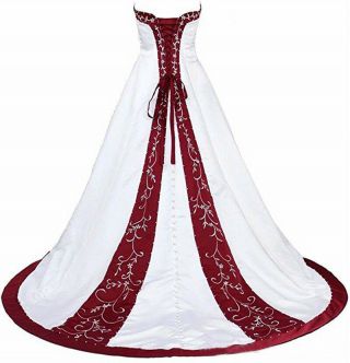 Black And White Wedding Dresses Vintage Sweetheart Embroidery Satin Bridal Gowns 5