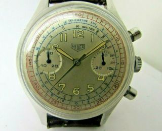 Vintage Heuer 2 Chronograph Valjoux 7730 Mechanical Wind Men Watch