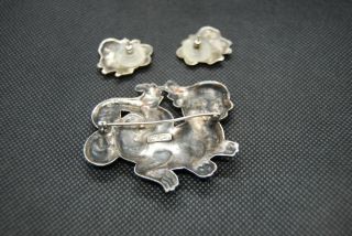 Vintage Guglielmo CINI Sterling Silver Foo Dog Dragon Brooch Pin Earrings Gumps? 2