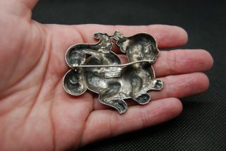 Vintage Guglielmo CINI Sterling Silver Foo Dog Dragon Brooch Pin Earrings Gumps? 3