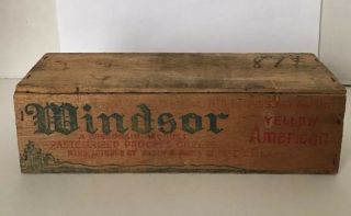Vintage 2 Pound Windsor Wooden Cheese Box Pasteurized American Cheese Wisconsin
