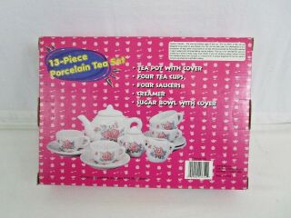 13 Piece Porcelain Toy Tea Set Vintage 1998 Old Stock Never Removed From Box 4