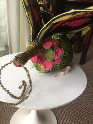 Stunning Vintage Showgirl Headress Hat Butterfly Mardi Gras Costume 2