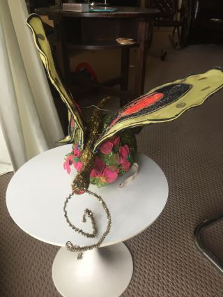 Stunning Vintage Showgirl Headress Hat Butterfly Mardi Gras Costume 3