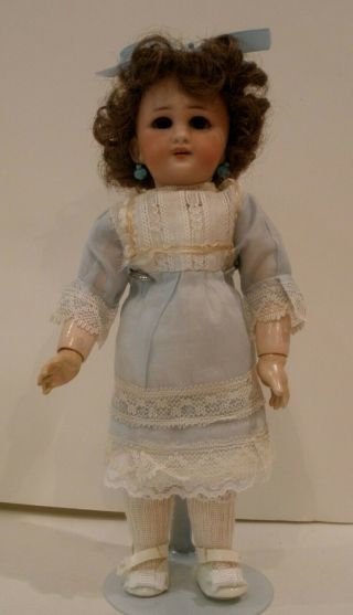 Antique 9 " French Jumeau Dep Bisque Socket Head Doll,  Body & Dress