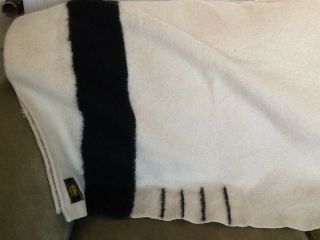 Vintage Witney Four Point Trade Black Stripe Wool Blanket Made In England