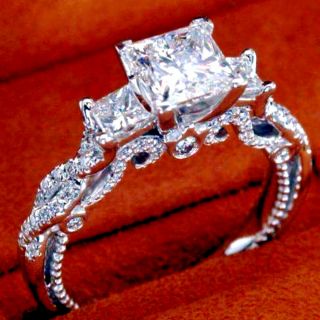 2.  86ct Princess Cut Diamond Vintage Engagement Wedding Ring 14k White Gold