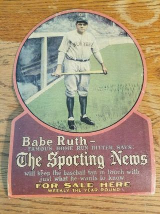 Rare 1930s Baseball Sporting News Babe Ruth Vintage Store Display Sign Ny Yankee