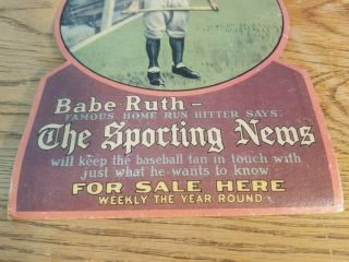 Rare 1930s Baseball Sporting News Babe Ruth Vintage Store Display Sign NY Yankee 3