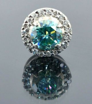 Rare 7.  10 Ct Blue Diamond Solitaire Pendant With Vvs White Diamonds.  Huge