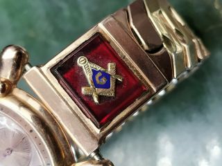 Vintage Art Deco Men ' s Bulova 10AK 21j Watch 14K Rose Gold Filled Case Mason 5