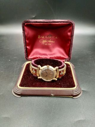 Vintage Art Deco Men ' s Bulova 10AK 21j Watch 14K Rose Gold Filled Case Mason 7