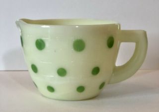 Vintage Mckee Green Dots On Custard Measuring Cup Rare