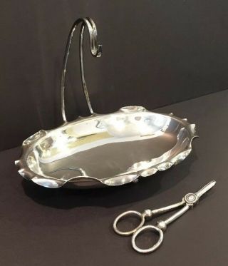Antique Silverplate Grape Stand W Shears By Thomas Wilkinson & Son Epns England