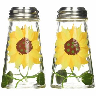 Grant Howard Hand Painted Tapered Salt And Pepper Shaker Set Sunflowers,  Yellow
