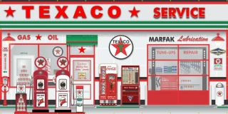 Texaco Vintage Gas Station Scene Mural Sign Banner Huge Garage Wall Art 8 