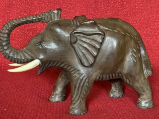 Vintage Large African/indian Style Carved Elephant Carving Sculpture Hardwood
