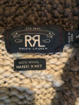 RRL Vintage 100 wool handmade southwestern sweater sz medium 3