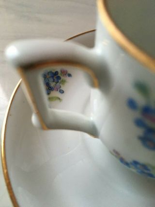 DEMITASSE CUP AND SAUCER BAVARIA - GERMANY FORGET - ME - NOT BLUE FLOWERS 4