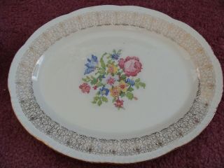 Vintage China Homer Laughlin Petit Point Floral Liberty Gold Filigree Dishes 57 3