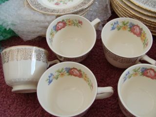 Vintage China Homer Laughlin Petit Point Floral Liberty Gold Filigree Dishes 57 6