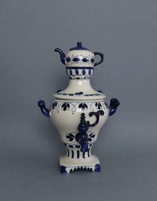 Soviet Russian Unique Collectable Porcelain Samovar By Gzhel Factory
