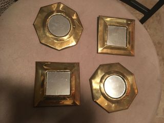 4 Vintage Made In morocco Small BRASS Wall MIRRORS/2 octagon 2 square 3